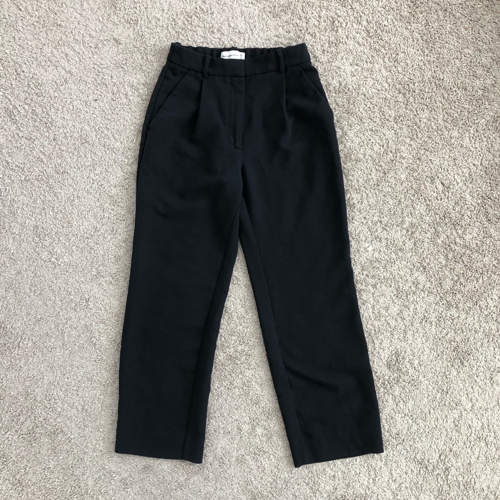 Abercrombie & Fitch Black High-Waist Straight Trousers